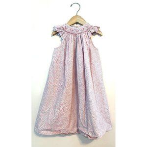 Adorable pink floral hand smocked little girls dress so sweet.